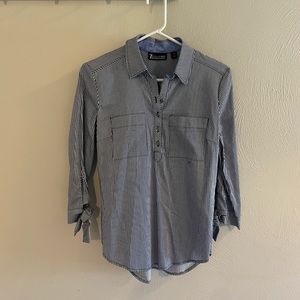 New York and Company Tie Sleeve  Striped Blouse NWT